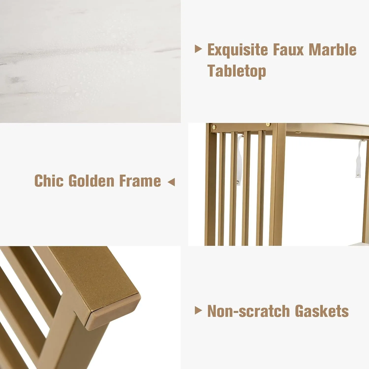 Costway 2-tier Console Table White Faux Marble Sofa Table Modern Entryway Hallway Narrow Table 5