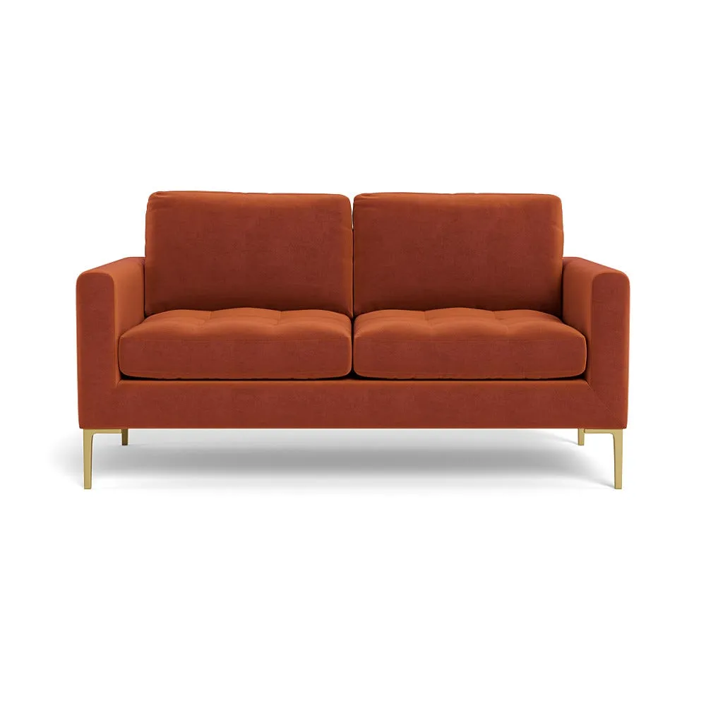 Heal's Eton 2 Str Sofa Cotton Velvet Russet Brass Feet 1