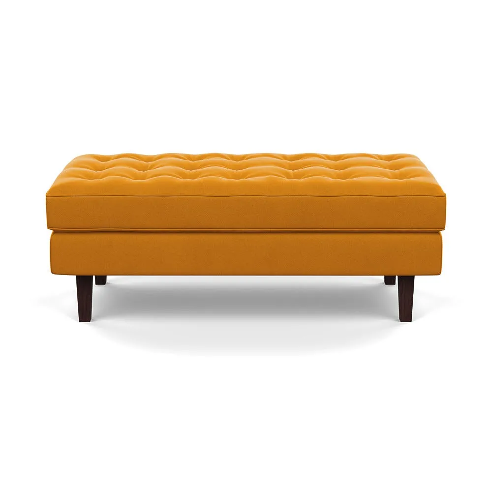 Heal's Hepburn Ottoman Nobilis Velvet Mustard Black Feet