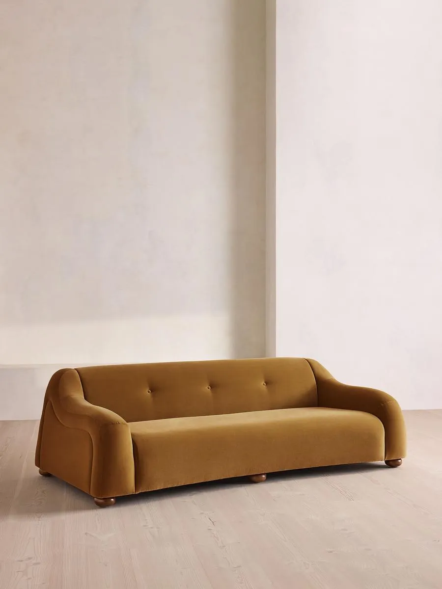 Liana Three Seater Sofa, Velvet, Mustard