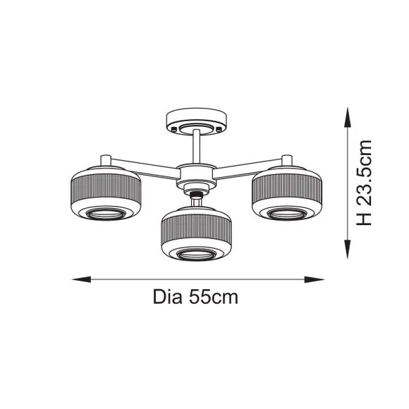 Vogue Jake 3 Light Semi Flush Ceiling Light 6