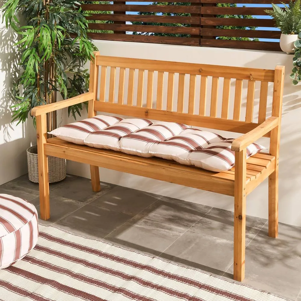 OHS Stripe 2 Seater Outdoor Bench Cushion Garden Furniture Seat in Chocolate