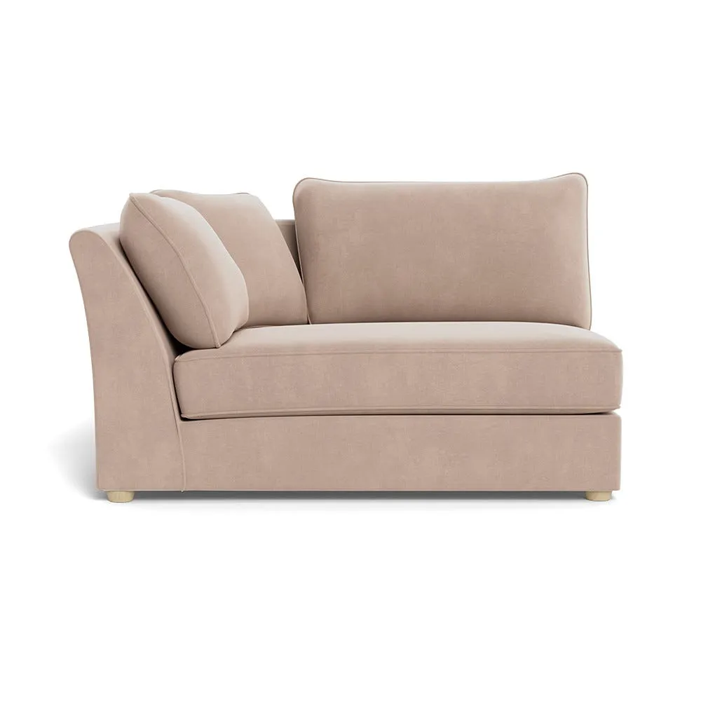Heal's Tailor Large Curved Left Hand Facing Corner Unit Smart Velvet Pebble Natural Feet