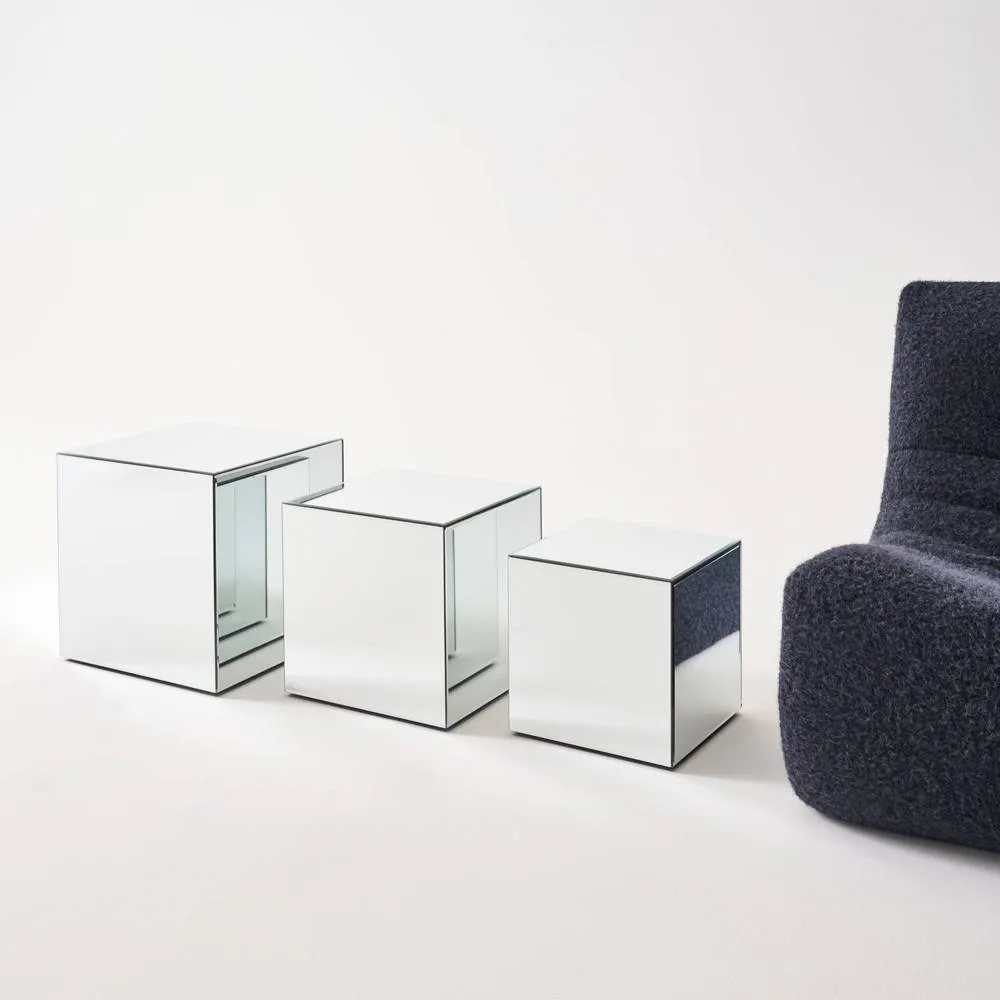 sweeek Cubic mirror coffee table, side table, bedside table, 30 cm cubic in Clear 5
