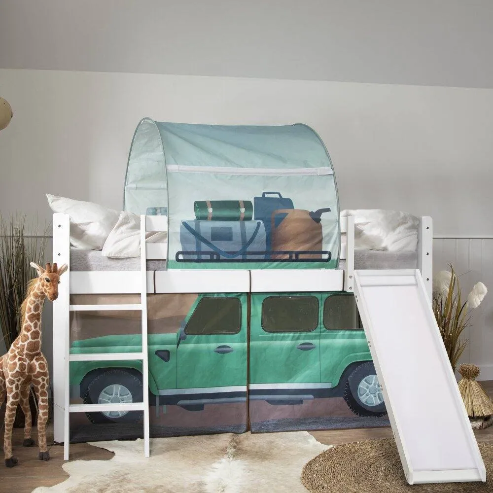 Nöa and Nani Moro Cabin Bed Midsleeper with Slide & Safari Package in White