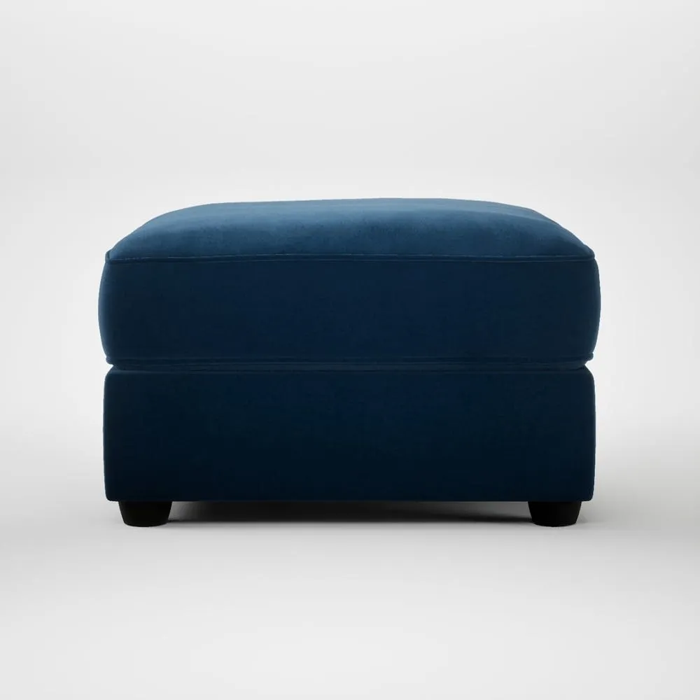 Heal's Tailor Rectangular Footstool Smart Velvet Petrol Black Feet
