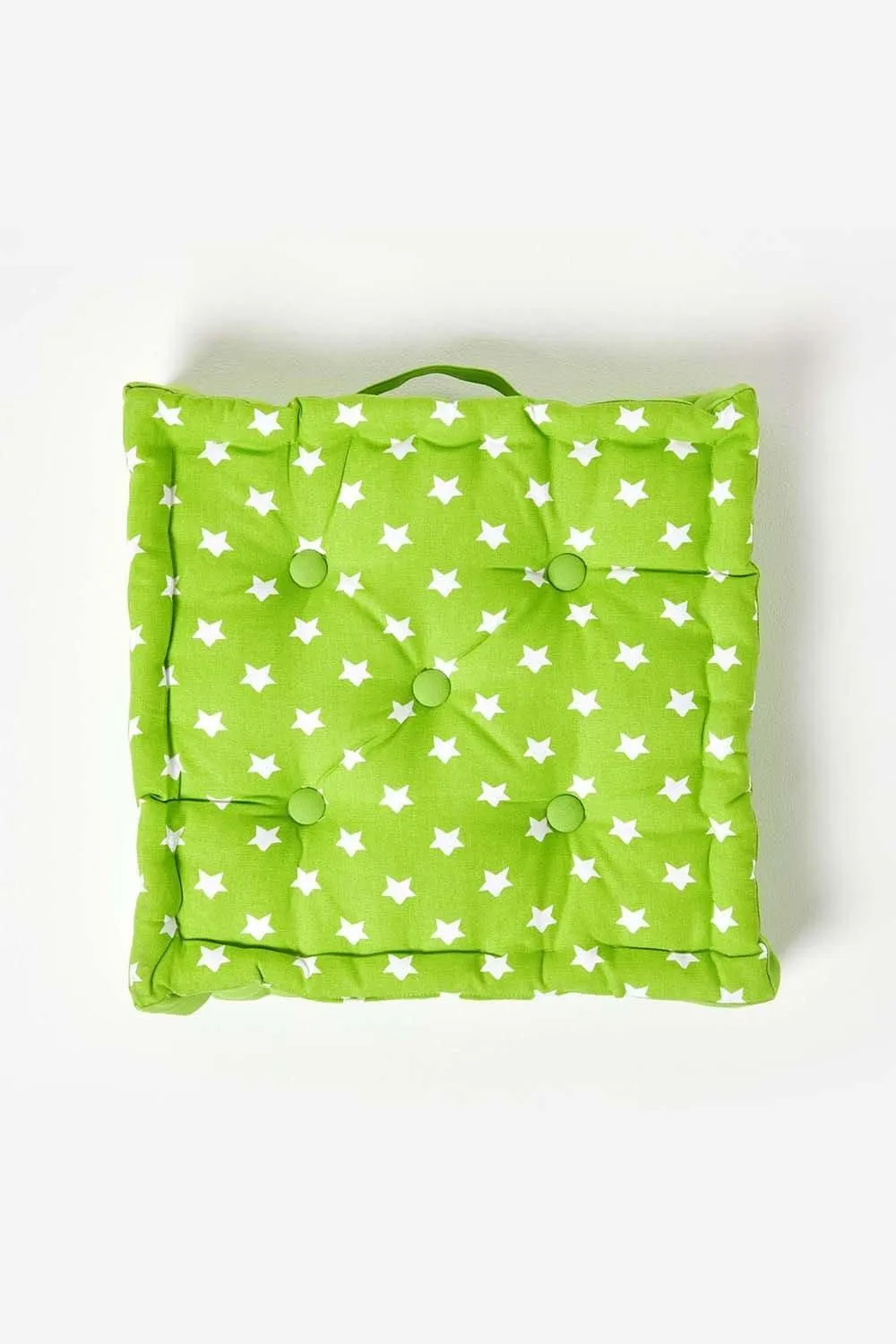 Homescapes Cotton Stars Floor Cushion in Green 3