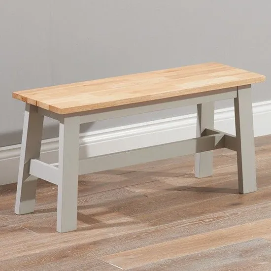 Ankila Wooden Small Dining Bench In Oak And Grey