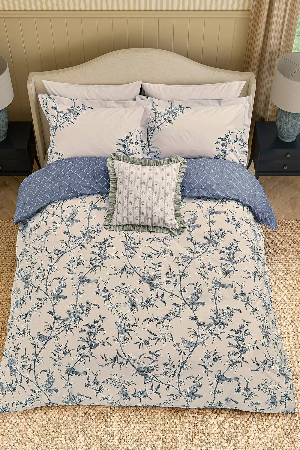 Sanderson 'Red Clover' Cotton Cushion in Green 4
