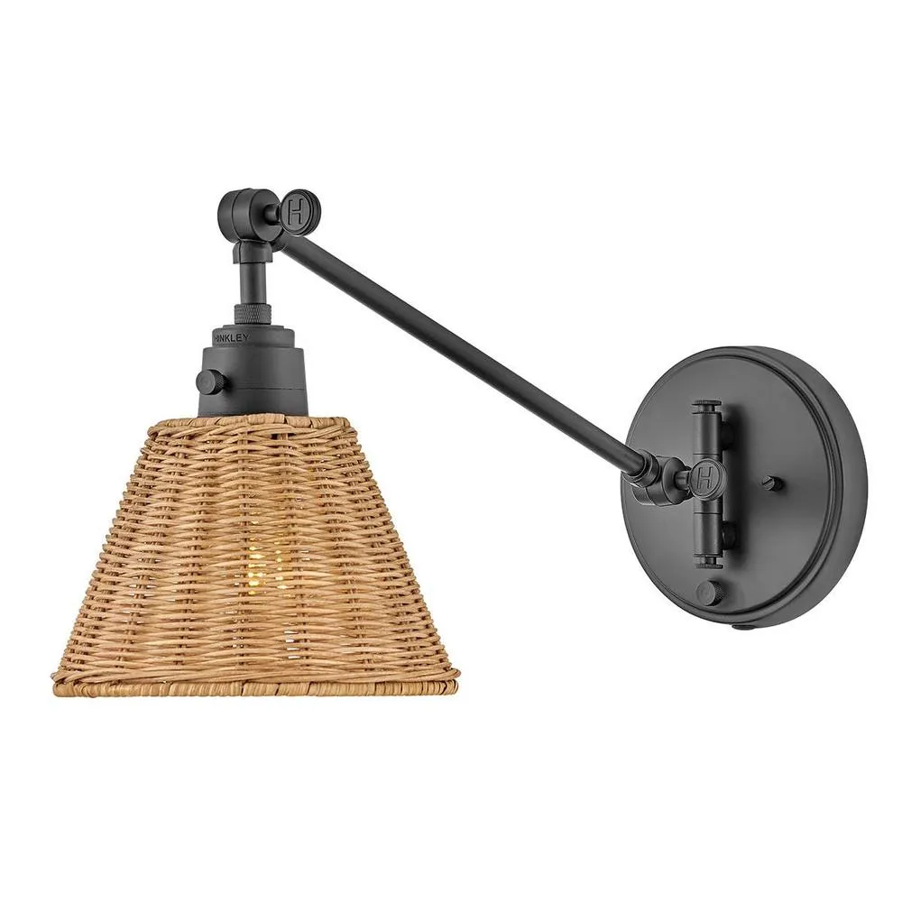 Netlighting Hinkley Arti Dome Wall Lamp Black Rattan Shade 1x E27