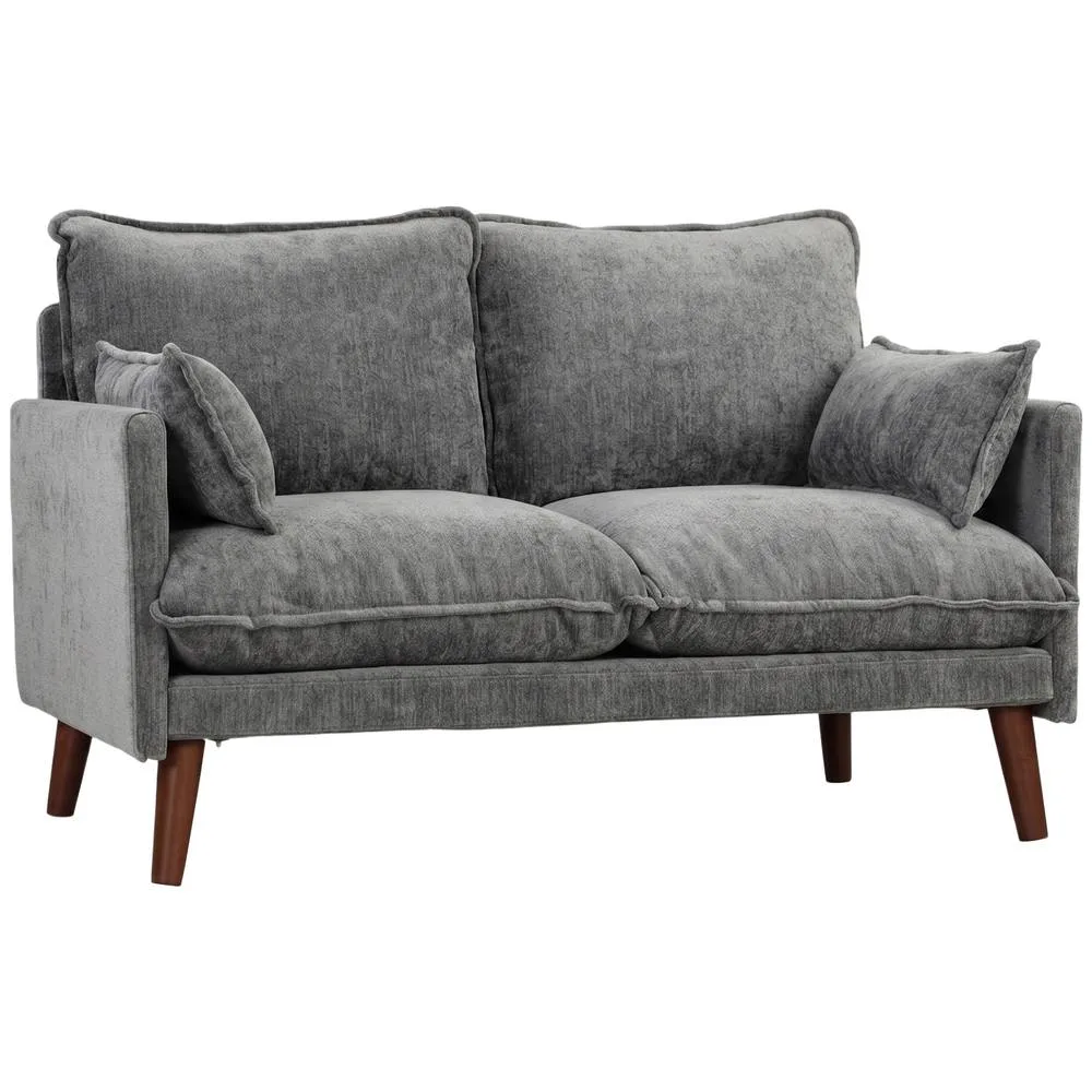 HOMCOM 2 Seater Sofa, Modern Loveseat with Spring Cushions, Wide Seat, Grey 2