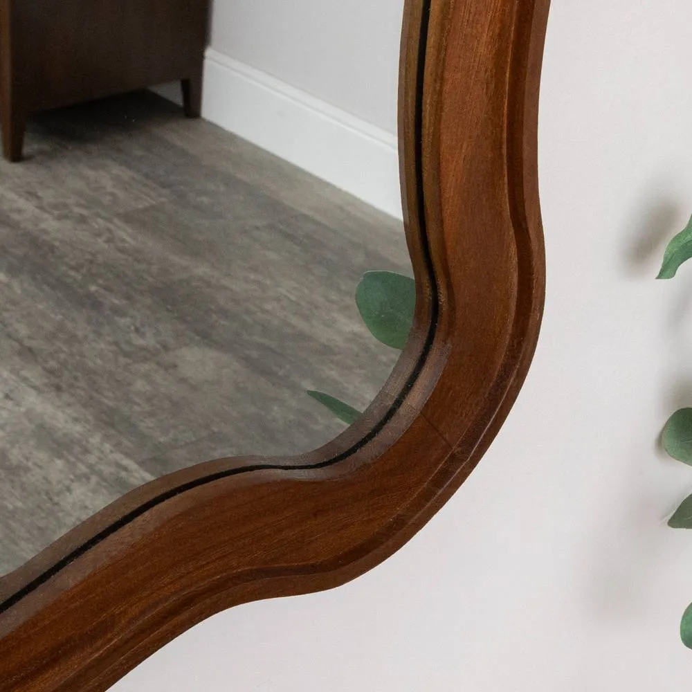 Melody Maison Large Natural Wood Wavy Edge Wall Mounted Mirror - 60cm X 80cm in Brown 6