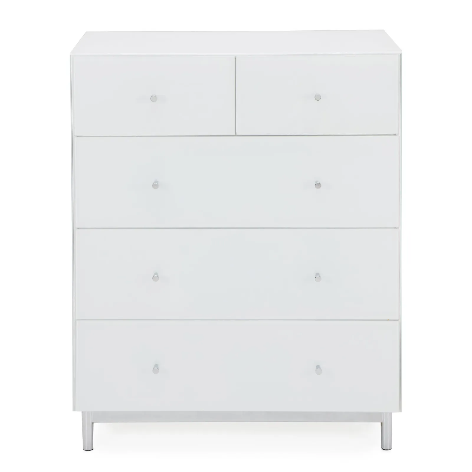 Bardoux Glass 5 Drawer Chest White