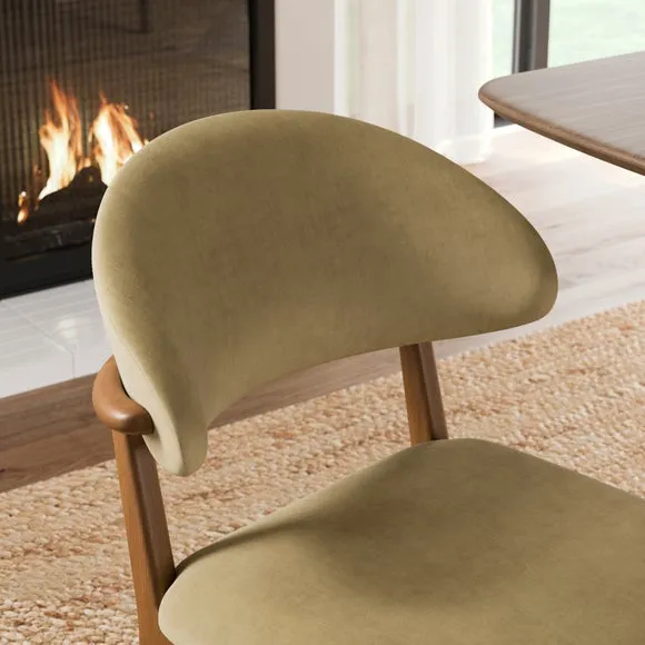Hugh Dark Stained Dining Chair, Velvet 3