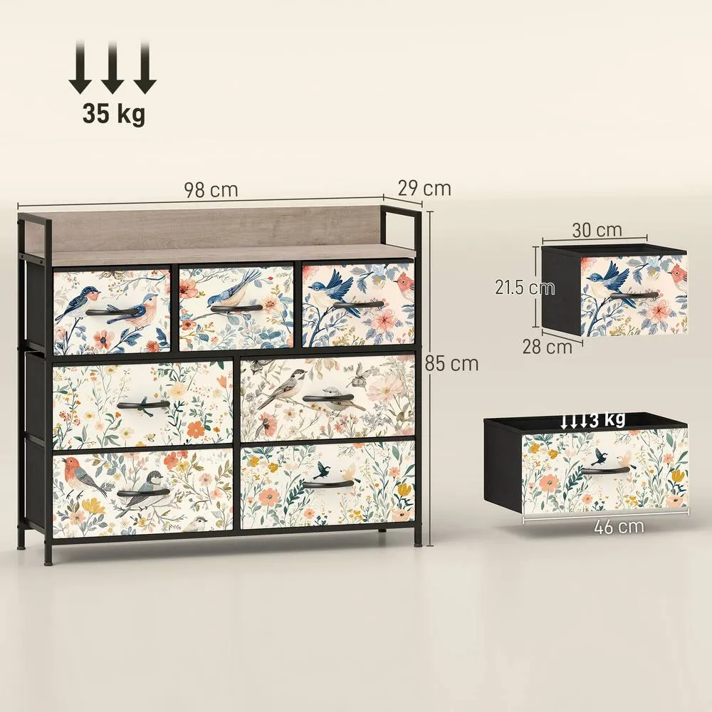 HOMCOM Chest of Drawers, Fabric Dresser with Open Shelf 3