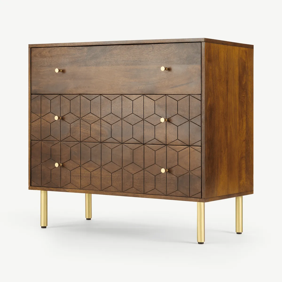 Hedra Chest of Drawers, Mango Wood & Brass