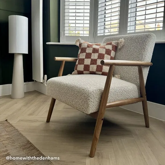 Alpine Boucle Spindle Wooden Arm Accent Chair 2