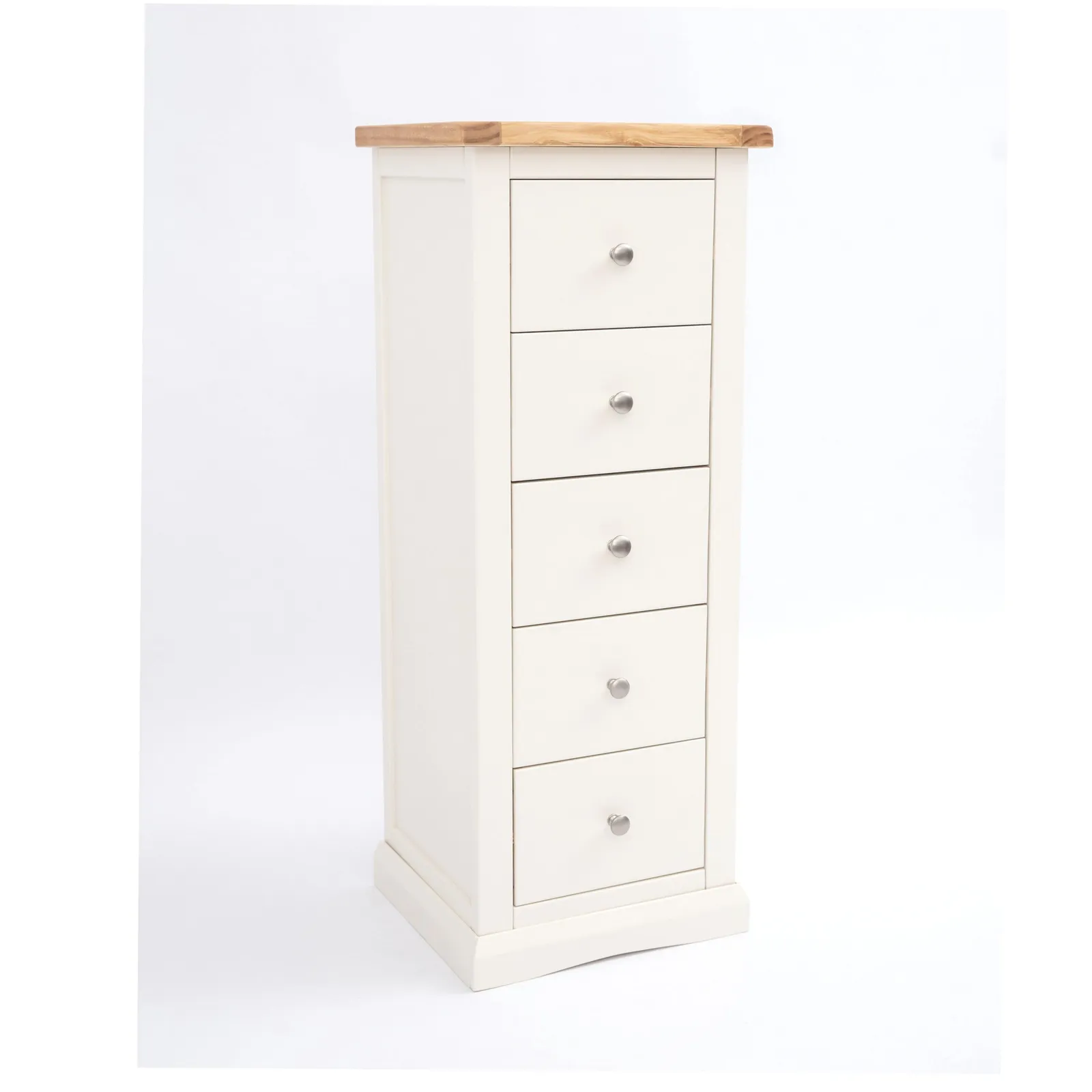 Cabinet Bits Castelli 5 Drawer Narrow Chest of Drawers Chrome Knob in Off-White 2