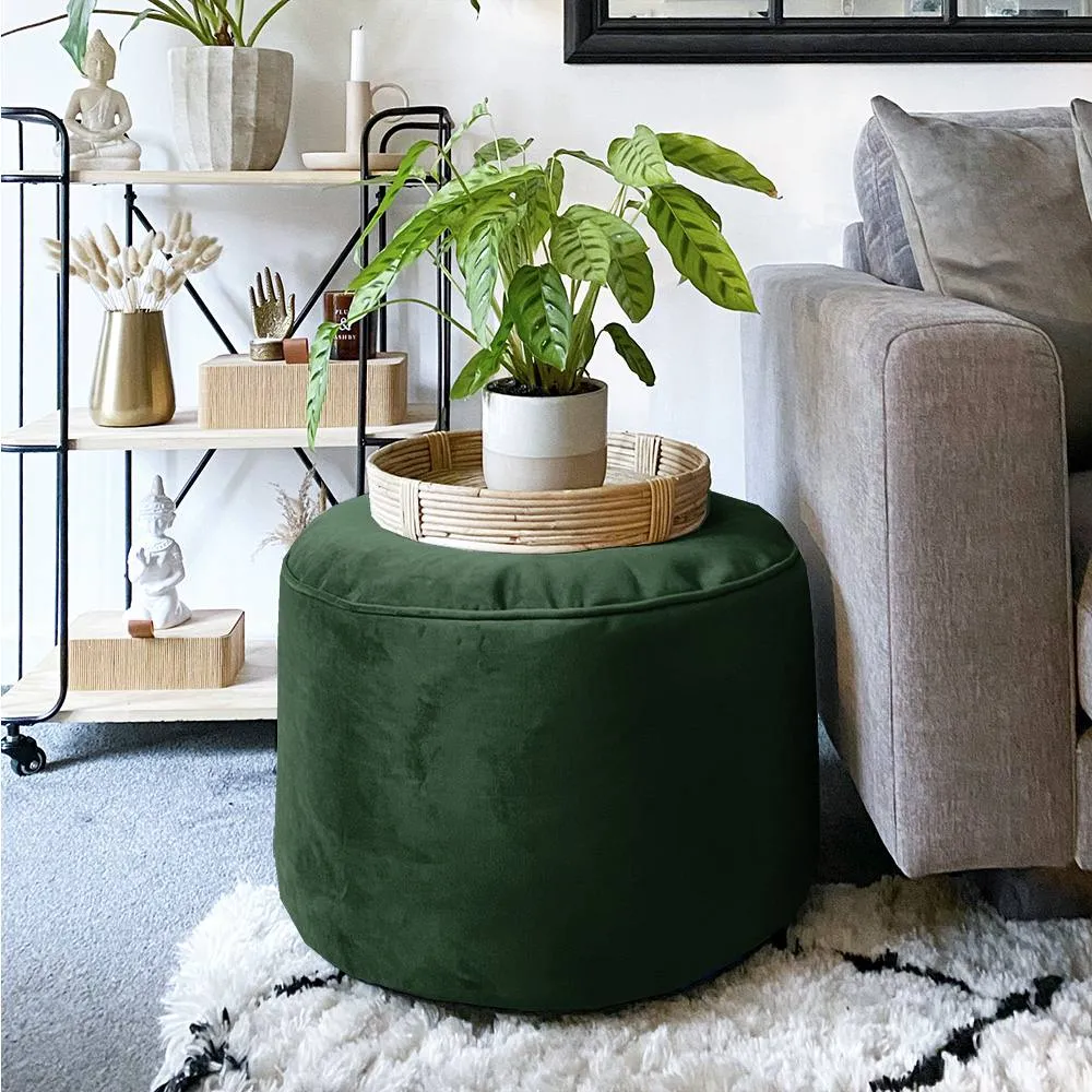 rucomfy Beanbags rucomfy Velvet Pouffe - Indoor Bean Bag Footstool in Emerald