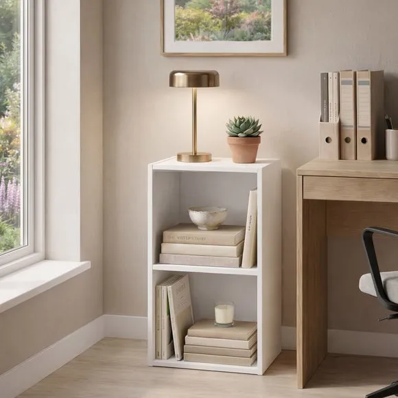 Return - Oxford 2 Tier Cube Bookcase, White