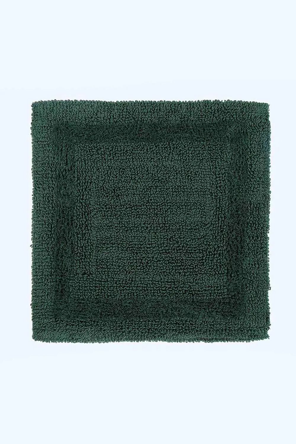 Homescapes Luxury Square Bath Mat 1600GSM 100% Cotton Reversible Shower Mat, 50cm in Dark Green 1