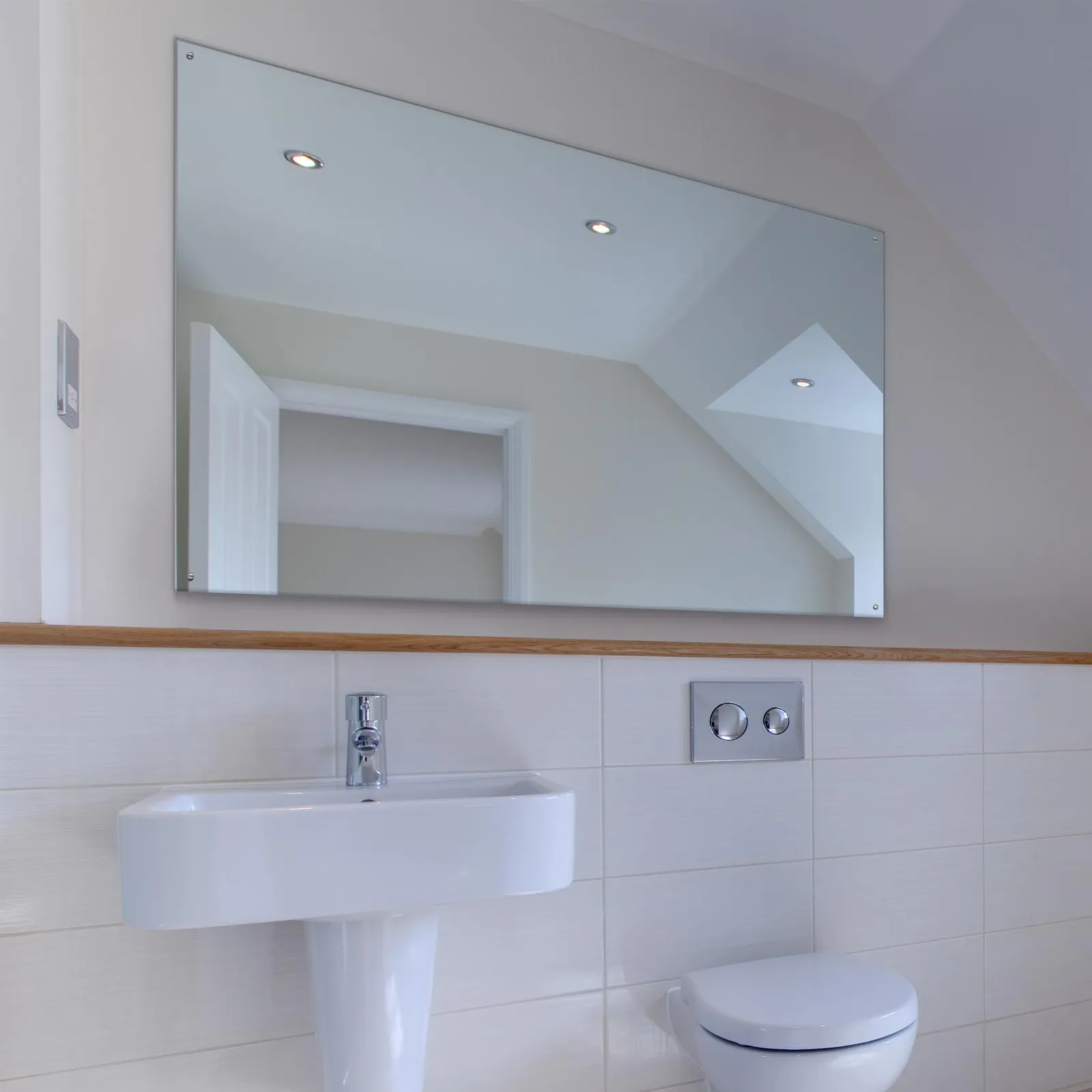 MirrorOutlet Circuitt 4mm Sheet Mirror Glass Polished Edges 4 Holes 120 x 80cm in Silver 2