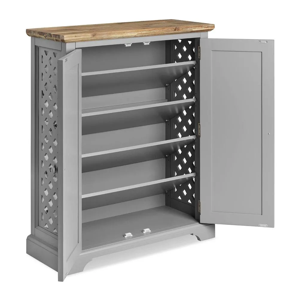 Statement Furniture Florence Shoe Storage Cabinet Wooden Shoe Rack in Light Grey 4