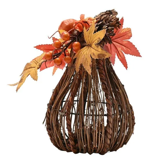 Country Living Natural Rattan Tall Pumpkin Decoration 2