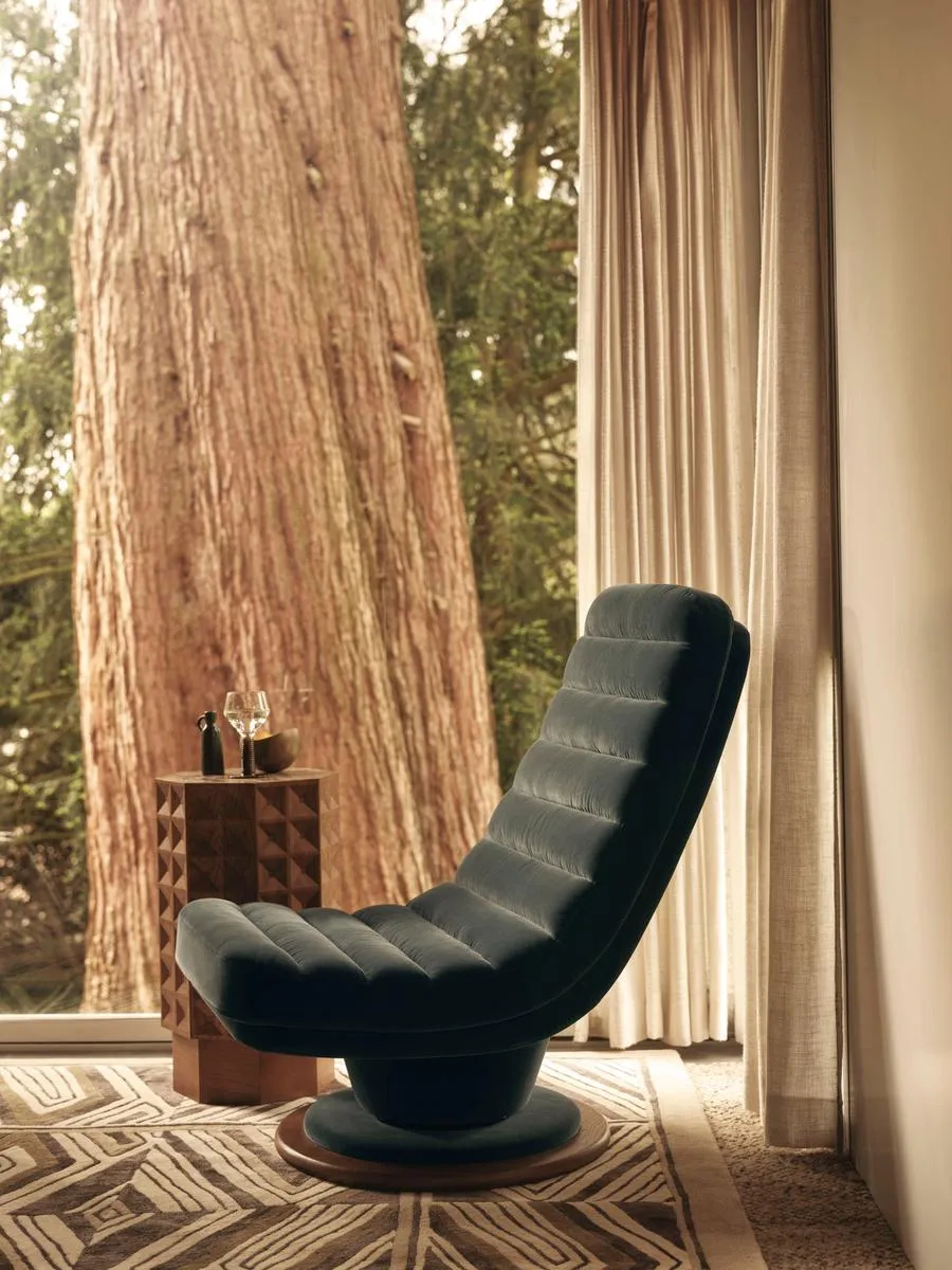 Albert Armchair, Velvet, Grey Blue