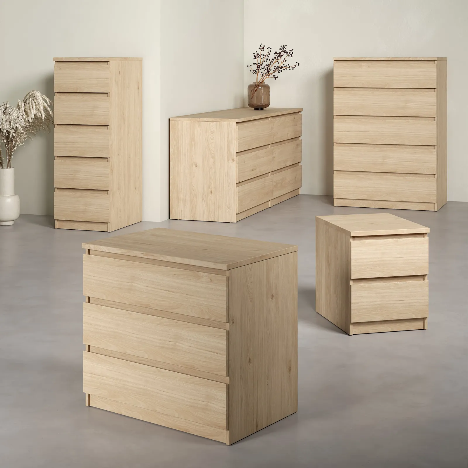 Furniture To Go Naia Chest of 5 Drawers in Light Oak 6
