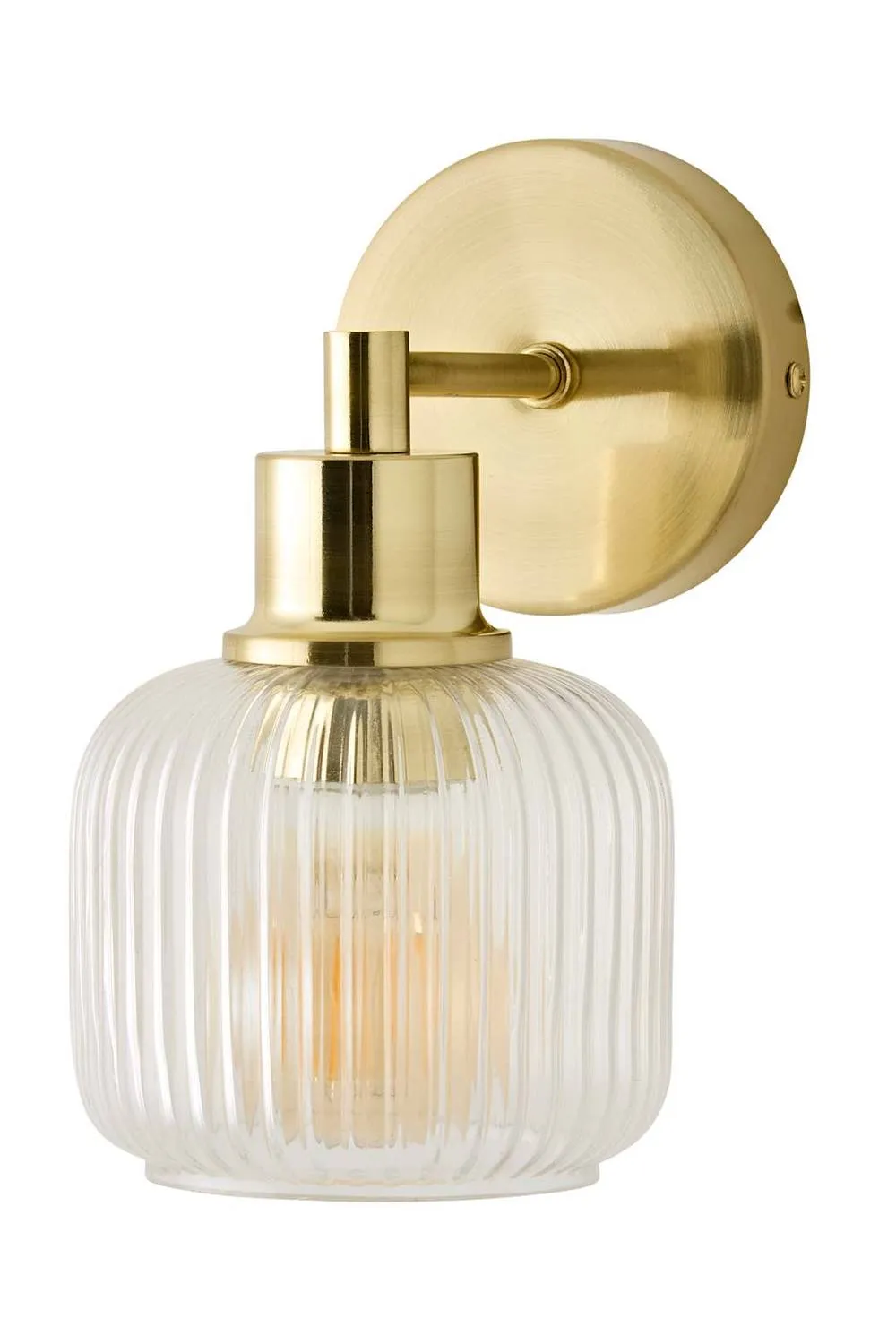 ValueLights Calpe Ribbed Glass Semi Flush Metallic Arm Wall Light in Gold 6