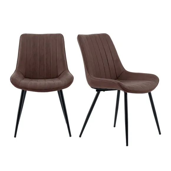 Set of 2 Zion Dining Chairs, Faux Suede