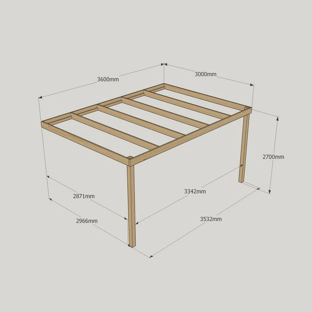 Rutland County Garden Furniture Ltd Wall Mounted Box Pergola - Wood - L300 x W360 x H270 cm - Rustic Brown in Light Green 3