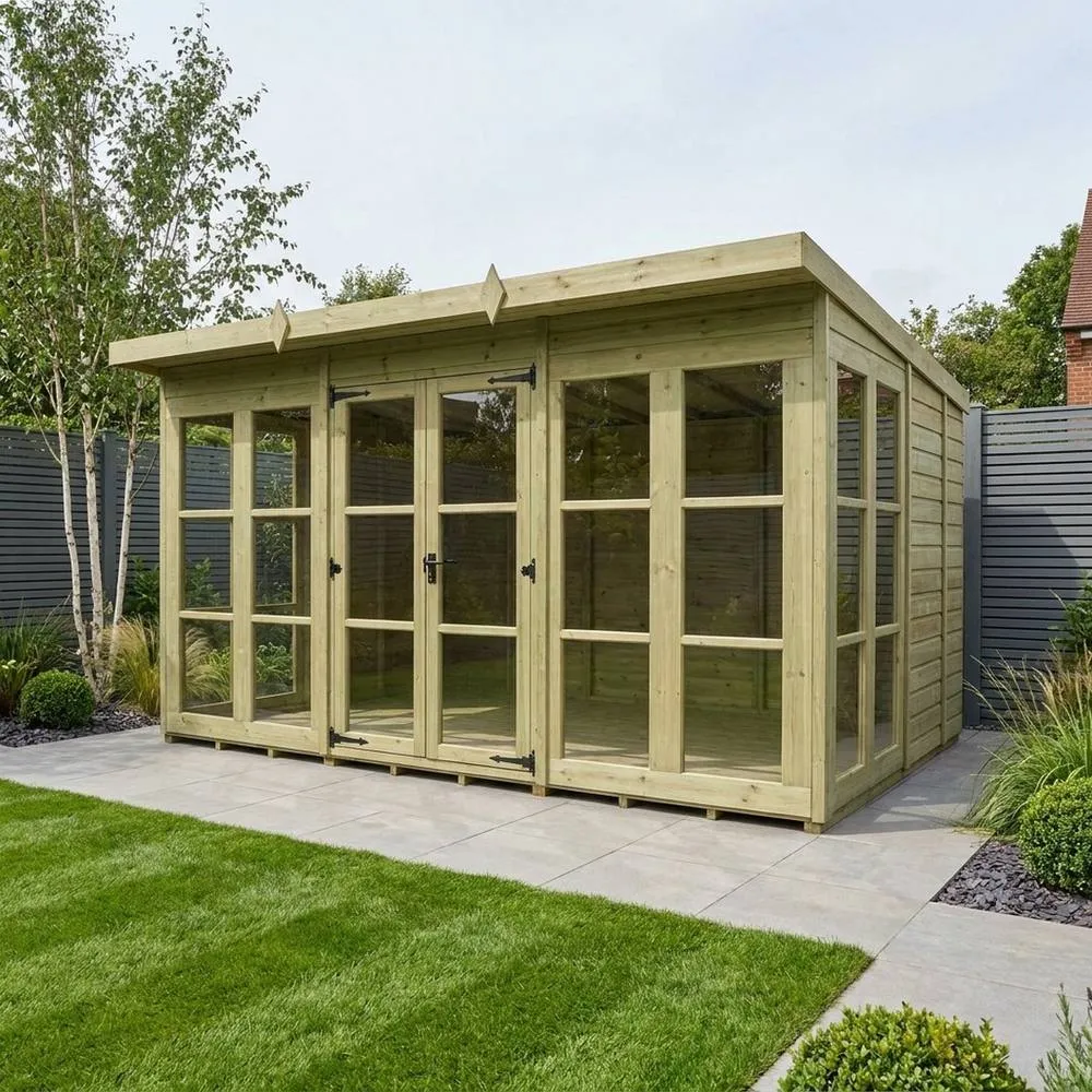 Buttercup Farm 12ft x 9ft Georgian Pent Summer House - Pressure Treated Timber in Natural 2
