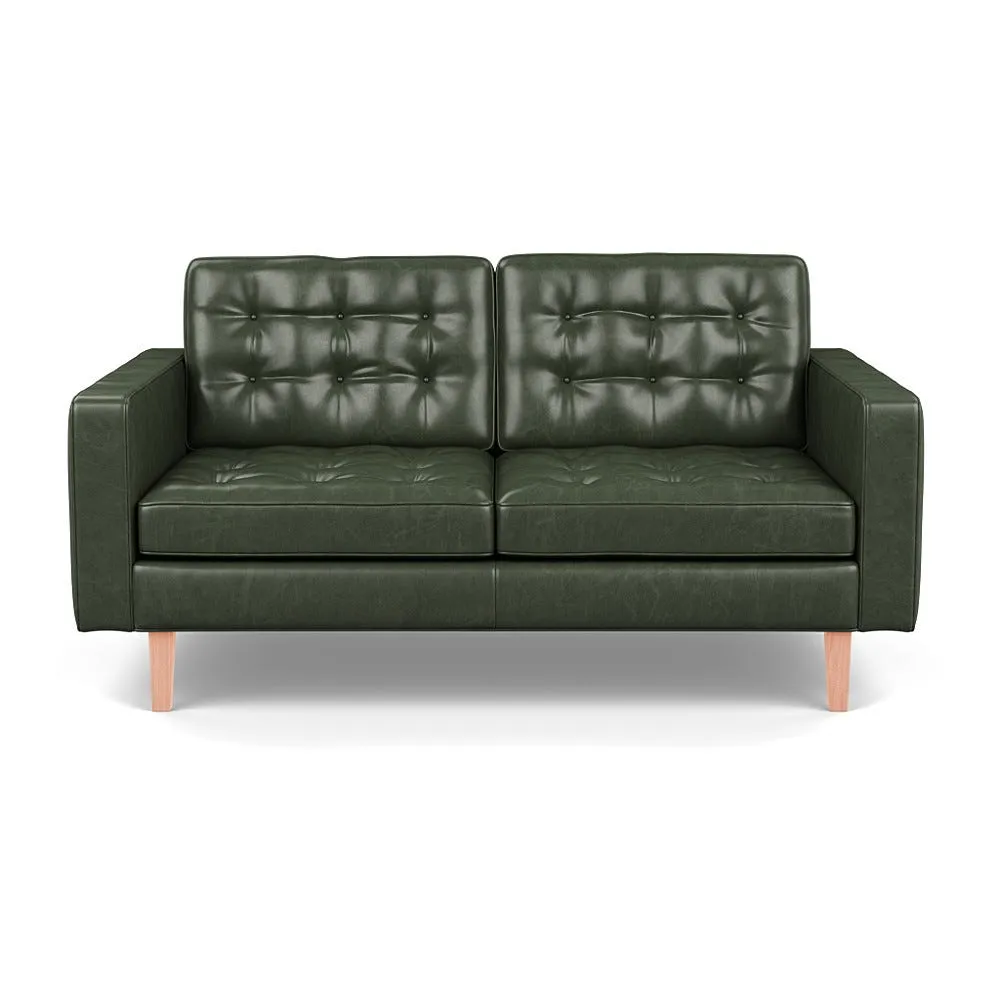 Heal's Hepburn 2 Seater Stonewash Leather Vintage Green 278 Natural Feet