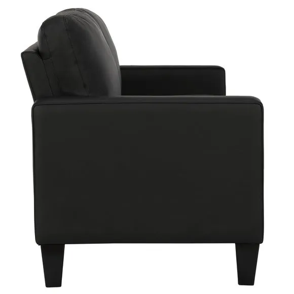 Rylie Faux Leather Sofa, Black 5