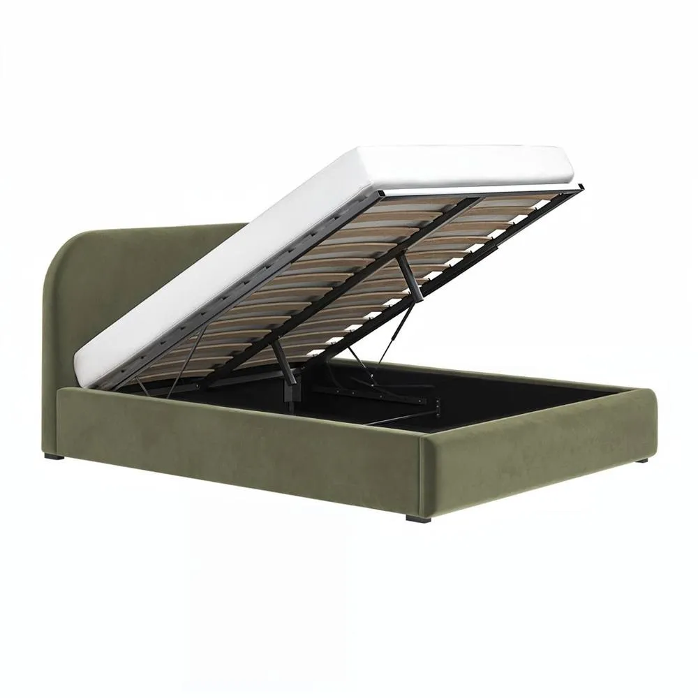 Flair Alba Ottoman Bed Khaki Green Velvet 5