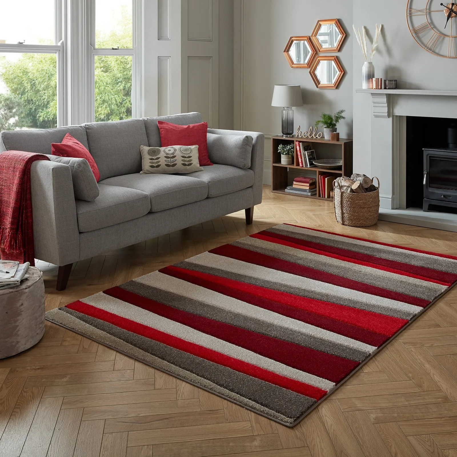 Pico Stripe Rug Red and Brown