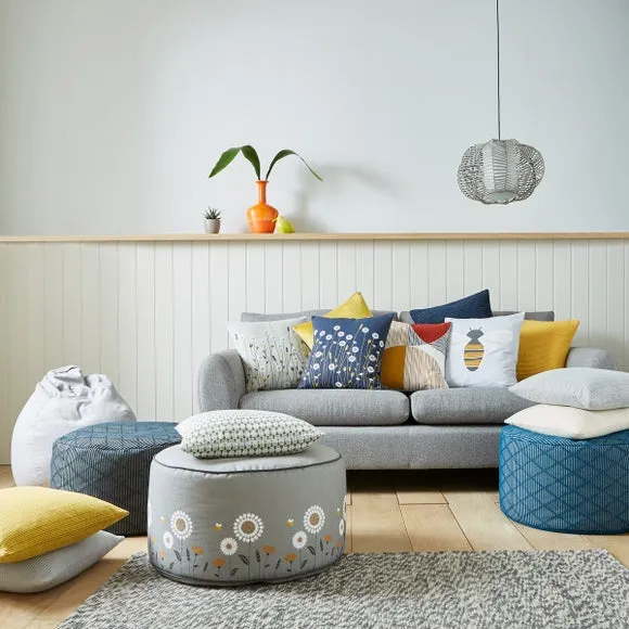 Scandi Print Grey Pouffe 4