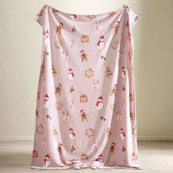 Catherine Lansfield Christmas Gingerbread Stripe Throw Blanket 3