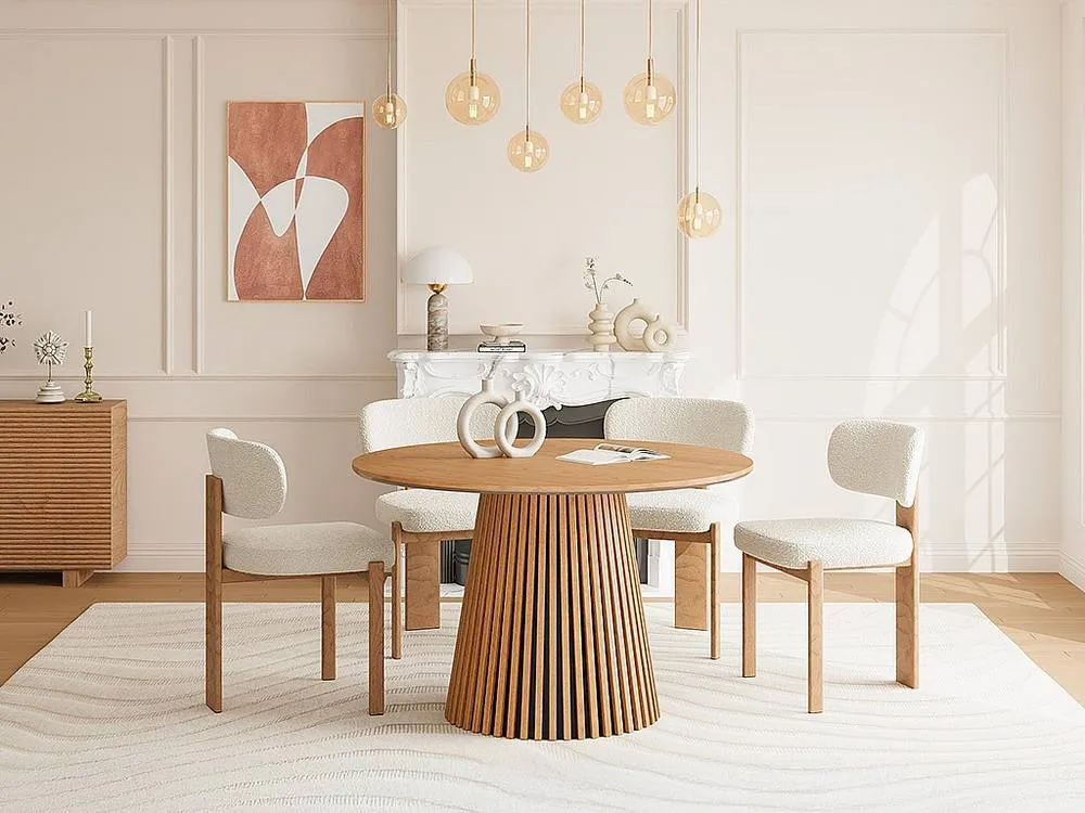 Vente-unique Round Dining Table for 4 With Oak Veneer - Light Natural - CARMIZA in Light Oak