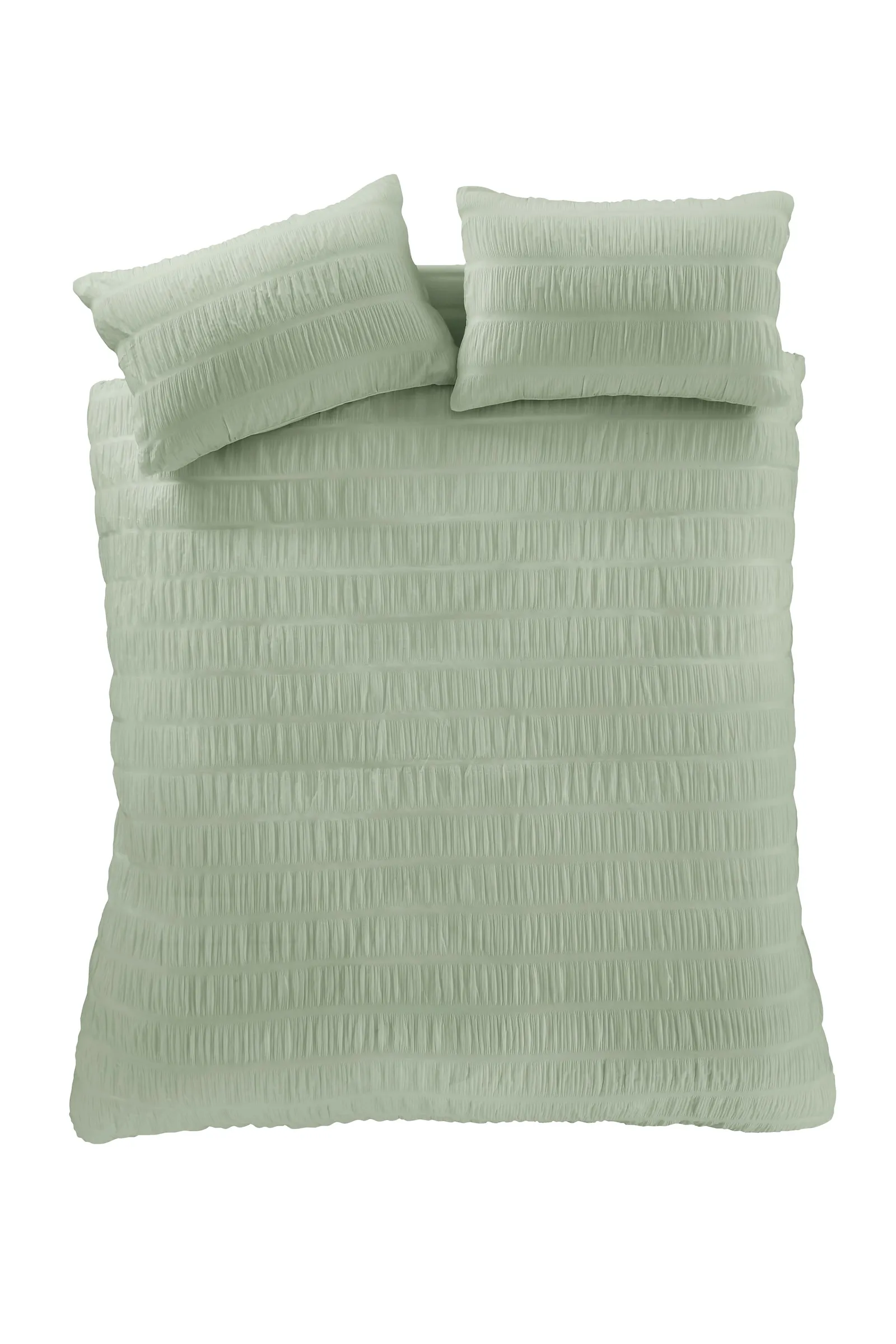 Catherine Lansfield Seersucker Duvet Cover & Pillowcase Set in Green 5