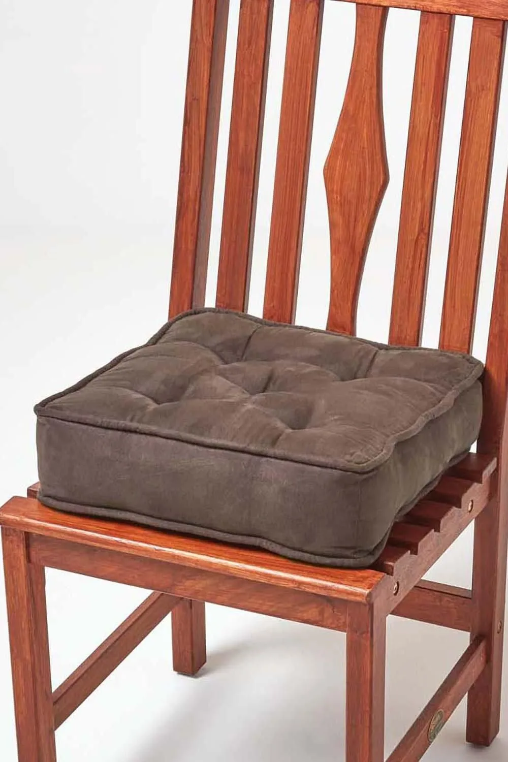 Homescapes Faux Suede Dining Chair Booster Cushion in Chocolate