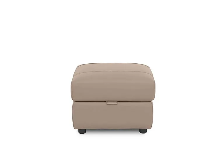 Sloane Leather Storage Footstool - Barley
