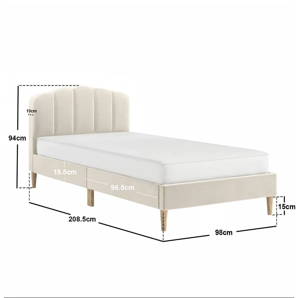 Flair Scallop Velvet Bed Frame Beige 5