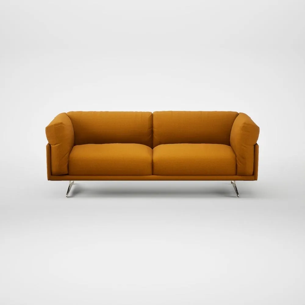 Heal's Novara 3 Seater Sofa Loop Twill Ochre Stainless Steel Feet 2