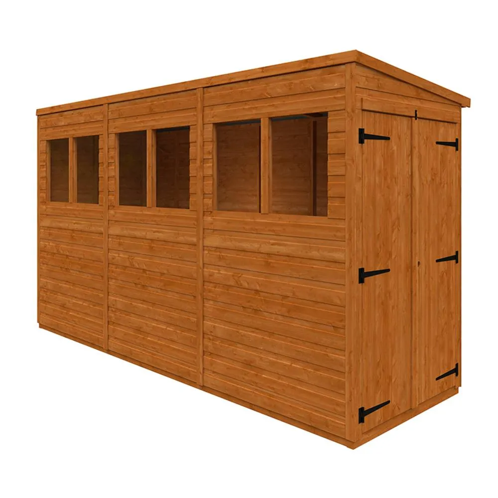 Buttercup Farm 12 x 4 Feet Flex Pent Double Door 12mm Flex - L353.8 x W115 x H203 cm in Burnt Orange