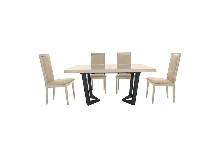 Palazzo 160cm Extending Dining Table in Sand Birch with 4 Rombi Chairs - Aquos Cream