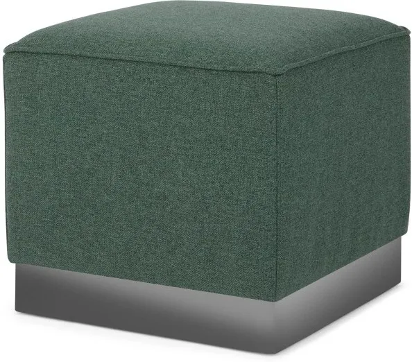 Hetherington Square Pouffe, Darby Green with Nickel Base