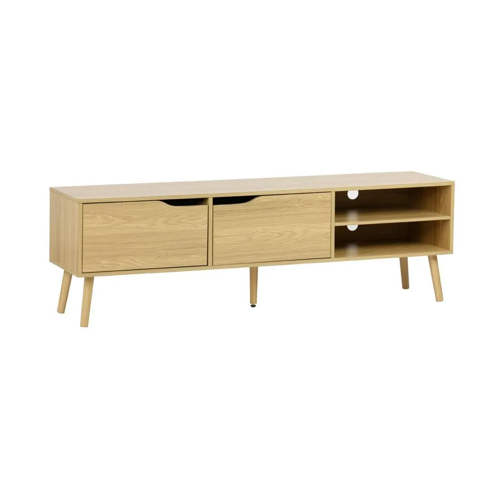 sweeek 160cm vintage TV unit wooden effect 2 doors in Light Brown 2